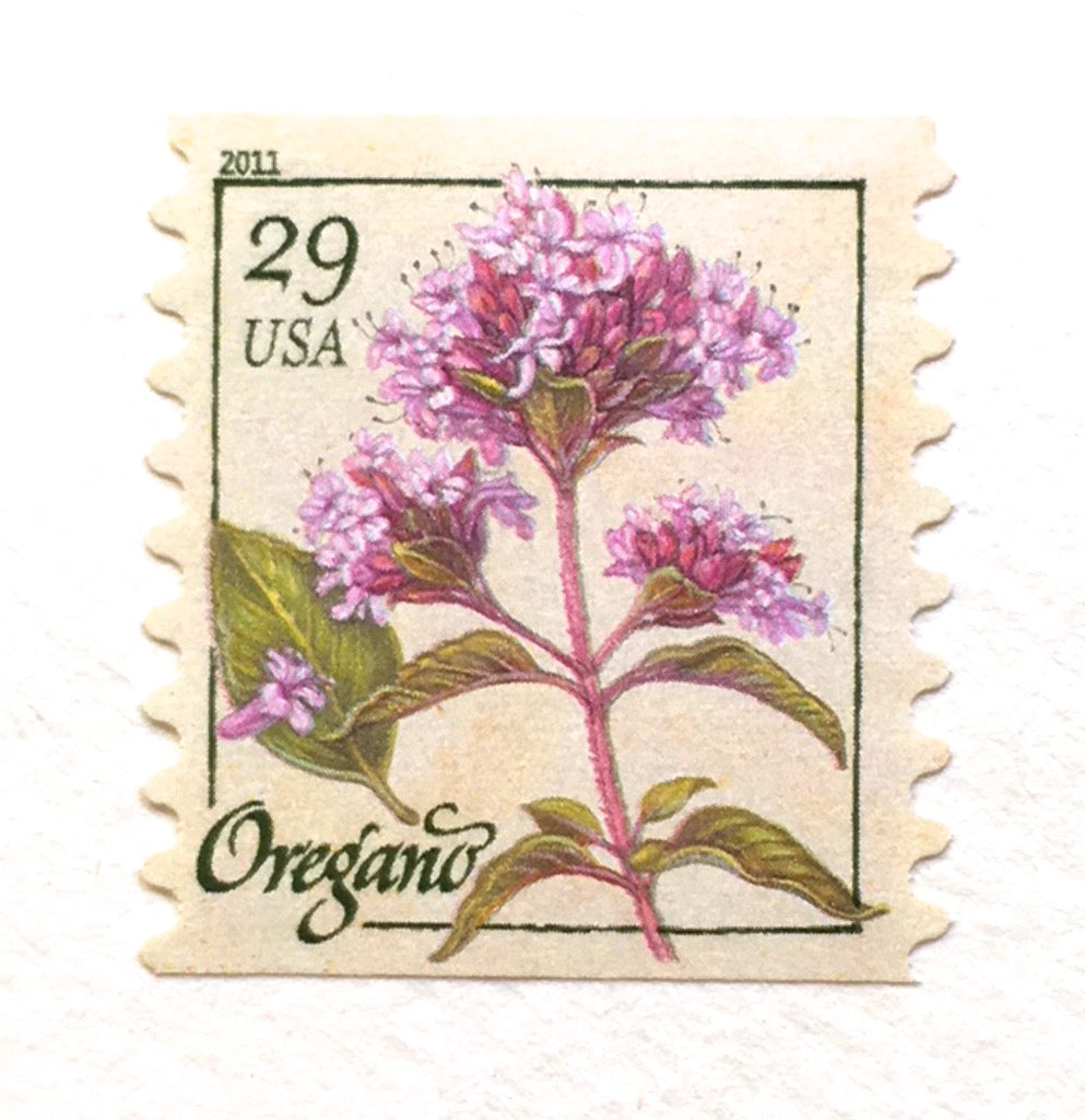 10 Pink Botanical Stamps // Unused Pink Herb Postage // 29 Cent